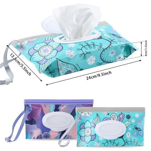 FEBSNOW 2 Pack Baby Wipe Dispenser, Reusable Portable Holder for Travel Baby Wipes