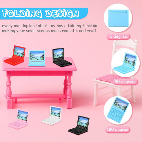 15 Pieces Dollhouse Mini Laptop Scene Simulation, Notebook & Tablet Toys for 1/12 1/6 Scale Dolls