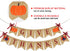 Give Thanks Burlap Banner - Rustic Thanksgiving Decorations - Turkey Pumpkin Bunting for Party Supplies