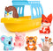 Oriate Bath Toys for Kid, 1 Boat and 5 Silicone Animal Finger