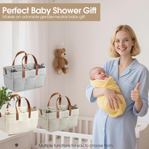 Nursery Storage Basket - Baby Diaper Caddy Organizer for Diaper Station, Newborn Essentials, Baby Shower Gifts