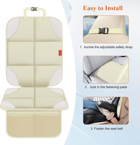 Car Seat Protector for Child Car Seat, 600D Fabric, 2 Pack Seat Protectors with Non-Slip Backing, Mesh Pockets