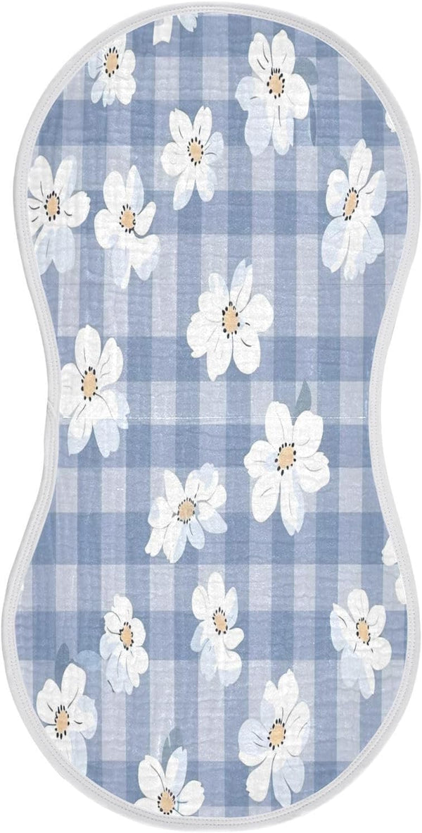 YETTASBIN Flower Plaid Muslin Baby Burp Cloth, Super Soft Absorbent Cotton Burp Rag