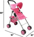 My First Doll Stroller with Basket - Pink Quilted Design