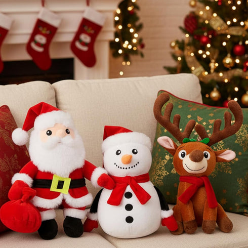 Poen 3 11 Inch Set Pcs Christmas Stuffed Animals Santa Claus Snowman Reindeer Plush Pillow, Christmas Plush Doll Toys