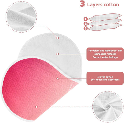 decor gift 4 Pack 22x11in Cotton Muslin Burp Cloth Soft and Absorbent? Red Gradient Modern Art Feed Cloth for Unisex