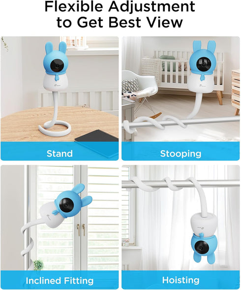 Smart Baby Monitor Mount, 17 Inch Flexible Twist Baby Camera Mount for 1/4 Threaded Hole Cameras, Portable.