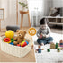 L13'' W8.7'' H5.9'') XXL Cotton Rope Storage Basket with Leather Handles, Woven Nursery Organizer for Diapers, Wipes