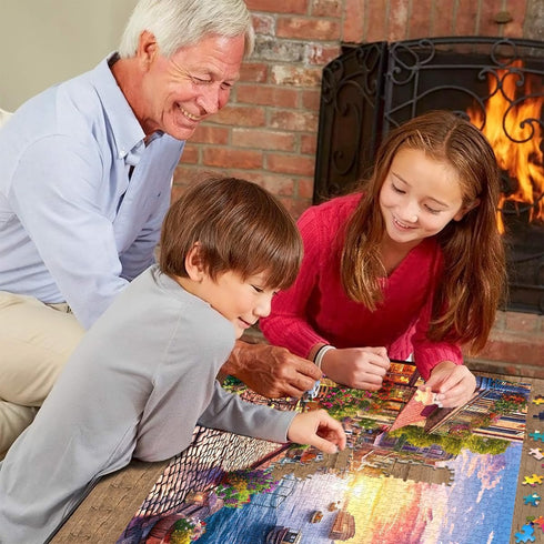Jigsaw Puzzles for Adults 1000 Pieces, Charming Streets Scene 1:1 Poster, Home Decor Gift for Men Women Elders