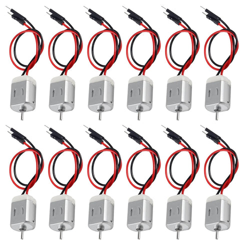 12 Pack Type 130 Miniature DC Motors 1.5V-6V with Male Dupont Jumper Wire for Arduino DIY Projects