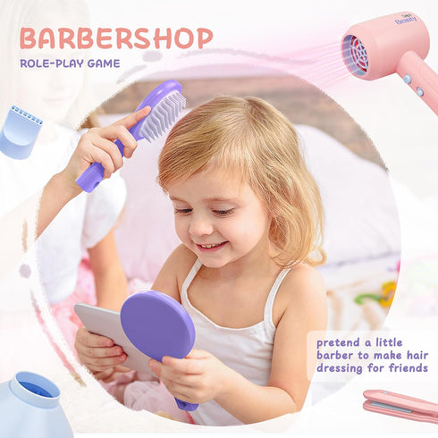 Set Set SMILESSKIDDO Hair Salon Toys for Girls - Pretend Play Hair Styling Toy with Realistic Blow Dryer, Hair