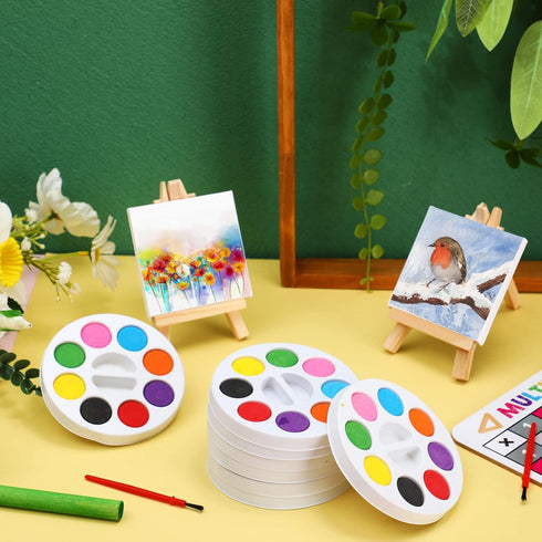 Sets 8 3 3 Inch Set Gift(24 Sets) Watercolor Paint Colors Watercolor with x Gift Painting Canvas Panel Mini Wooden