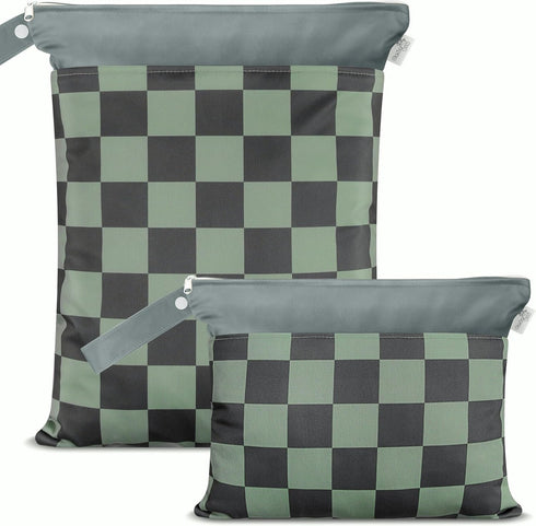 BebeBiu Cloth Diaper Wet Bags Waterproof & Reusable Bag with 2 Zippered Pockets,