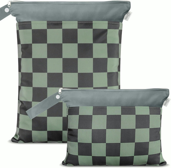 BebeBiu Cloth Diaper Wet Bags Waterproof & Reusable Bag with 2 Zippered Pockets,