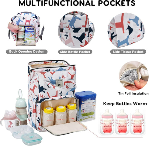SONARIN Backpack,Travel Mommy Stylish Multifunctional Diaper Bag Nappy Changing Bag Bag with Changing Mat & Stroller