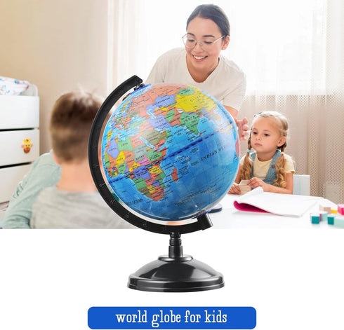 VAP 6 inch World Globe for Kids Learning - Interactive Earth Globe with Stand for Children Students Educational
