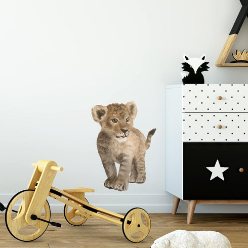 ROFARSO Lifelike Baby Lion Wall Stickers, Removable Wall Decals for Kid Nursery Baby Bedroom Decor