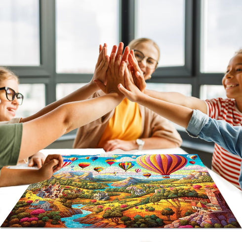 Whimsical Hot Air Balloon Jigsaw Puzzle for Adults, 1000 Pieces, Fun Puzzle Game for Adults