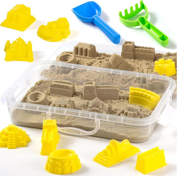 Construction Sensory Bin Toys 10 Sand Molds for Kids & 2.2 lb