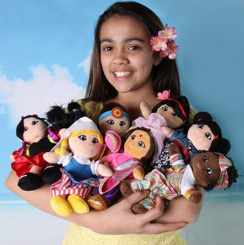 Soft Plush Around The World Dolls, 8 Pack, 8"