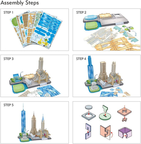 3D Puzzles for Kids Ages 8-10, New York Cityline Architecture Crafts for Girls Ages 8-12, Building Model Gifts