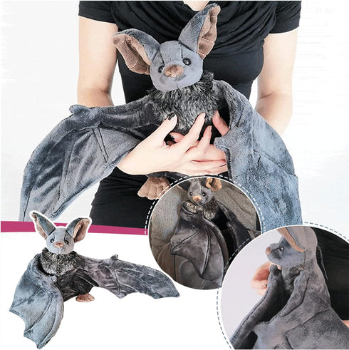 12" Enivtfz Large Bat Plush Toys, Creepy Goth Bat Stuffed Animal Lifelike Bats Plushie Doll Gothic Bat Soft Hugging