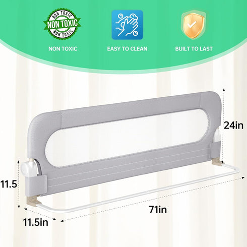 Size,Queen,King,Twin(Grey,71"x23.6") UPGOGO Folding Bed Rail for Toddlers,Baby Bed Rail Guard with Reinforced Anchor