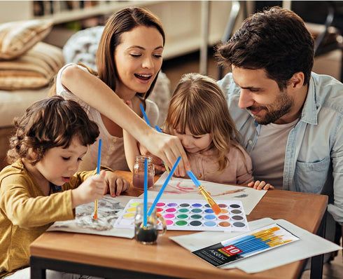 AROIC Watercolor Paint Set, 36-Color Non-Toxic Washable Watercolors with 10 Brushes for Kids & Adults, Art Supplies