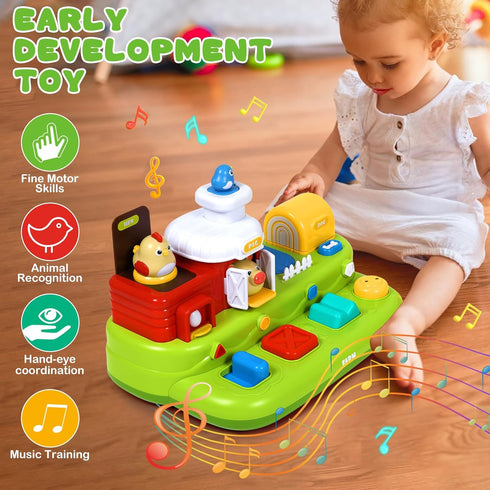 Vunrahsg 1-3 12-18 Interactive Pop Farm Animal Up Toys with Music Sounds Montessori Cause and Effect for Baby Boy Girl