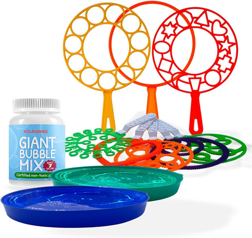 Giant Bubble Wands, Outdoor Toys for Kids with Large Blowing Rings Shapes Set for Big Soap Bubbles