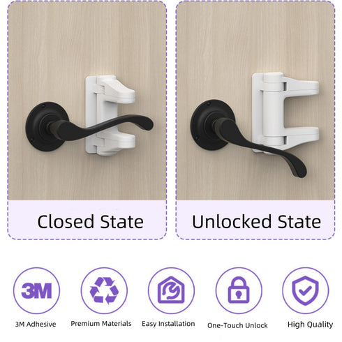 Tazyuxd (2 Pack) 3M Childproof Door Lever Lock Improved Baby Safety Locks for Doors Prevents Toddlers from Opening