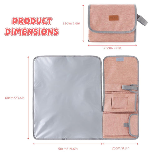 Portable Diaper Changing Pad, Large Foldable Baby Travel Changing Mat with Storage Pocket for Wipes & Diapers