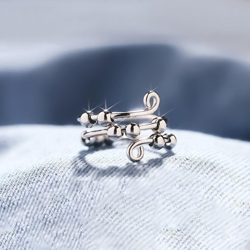14K S925 LOVECOM Gold Plated Filled Fidget Rings With Opal Sterling Silver Adjustable Open Anxiety Ring for Women Cute