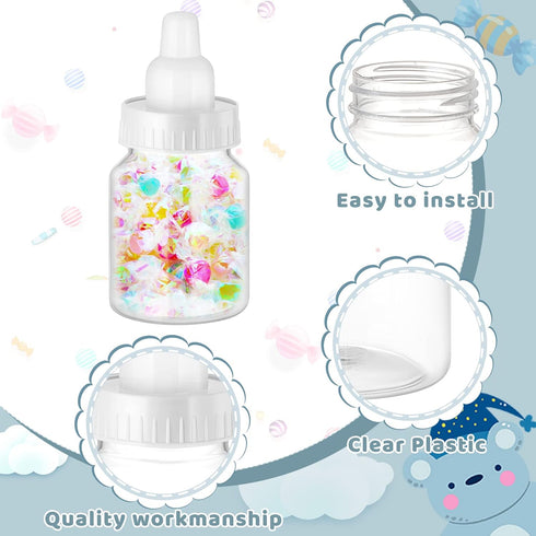72 3.5 Inch Tessco for you Pcs Baby Bottles for Baby Shower Mini Plastic Bottle Party Favor Clear Candy Box for Guests