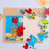Wooden Jigsaw Puzzles Set - 12 Piece Colorful Educational Sea Animals for Kids 2-5 (4 Puzzles)