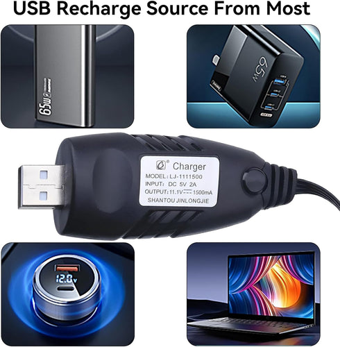 Tosiicop 11.1V 2A 1500mAh XH-4P 3S 11.1 2 Pack Battery Charger Airsoft - USB Chargers with Plug Gel Blaster Lipo