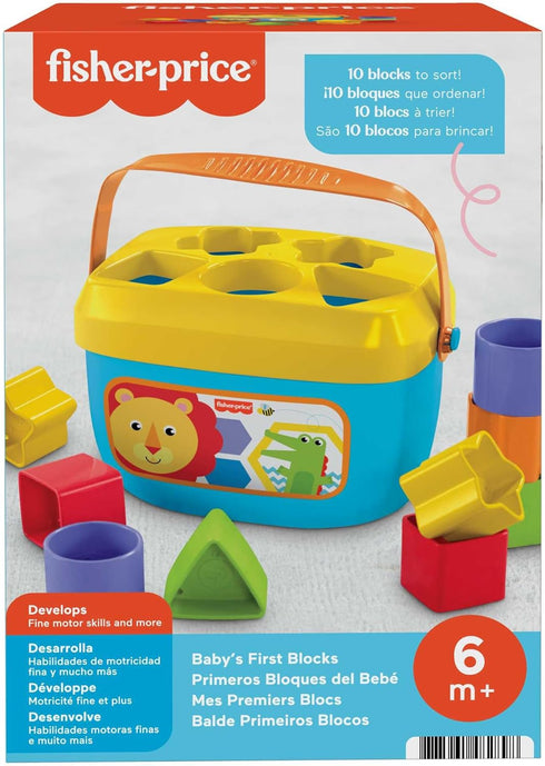 Fisher-Price Stacking Toy Baby's First Blocks Set of 10 Shapes for Infants Ages 6+ Months