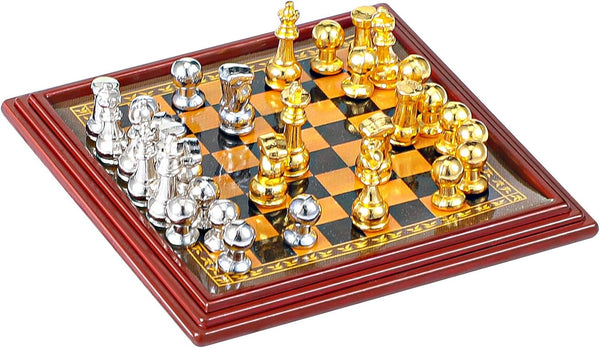 Skylety 1:12 Dollhouse Miniature International Chess Set Mini Chess with Board Miniature