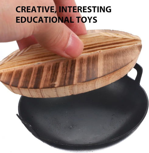 Zerodeko 1 Set 1:12 Miniature Cooking Pot, Mini Wok with Wooden Cover for Dollhouse Cookware
