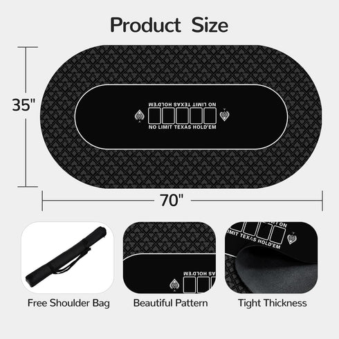 70 35 Inch 8 x Poker Mat for Table, Texas Hold'em Poker Table Top Mat with Carrying Bag, Waterproof Anti-Slip Rubber