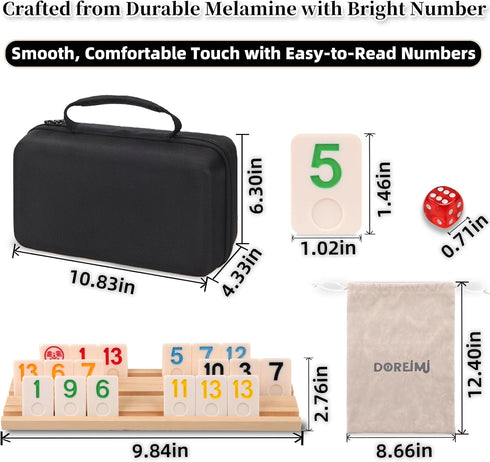 Rummy Set 6 2026-6 162 6 Doreimi Non-Transparent Cube Game Players Colors Tiles, Anti-Slip Wooden Racks/Trays, Dual