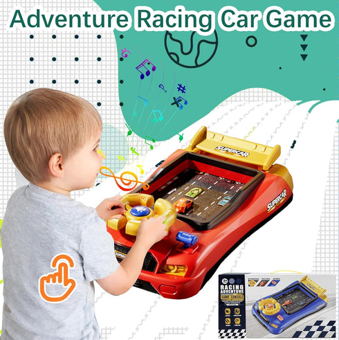 12 3 Racing Adventure Car Steering Wheel with Music, Toddler Simulated Driving Racing Car Game with Reality Sound
