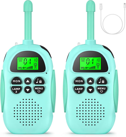 Rechargeable Walkie Talkies for Kids, 2 Pack Long Range 22 Channels 2 Way Radio Birthday Toy Gift for Boys and Girls