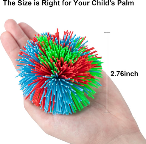 5 Pack Monkey Stringy Balls, Great Sensory Stress Toys, Rainbow Pom Bouncy Balls for Fun Party Favors