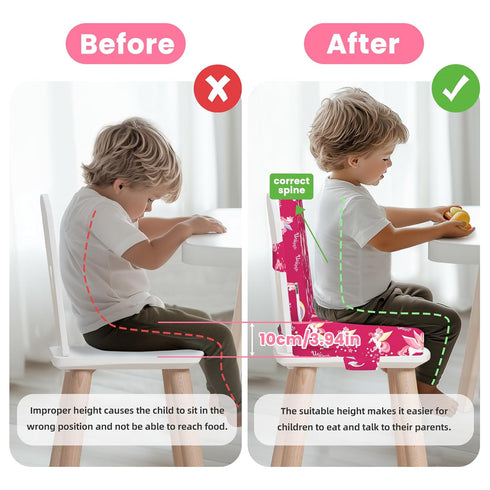 Toddler Booster Seat for Dining Table with Adjustable Straps, Kids Booster Seat for Kitchen Chair with Non-Slip Bottom