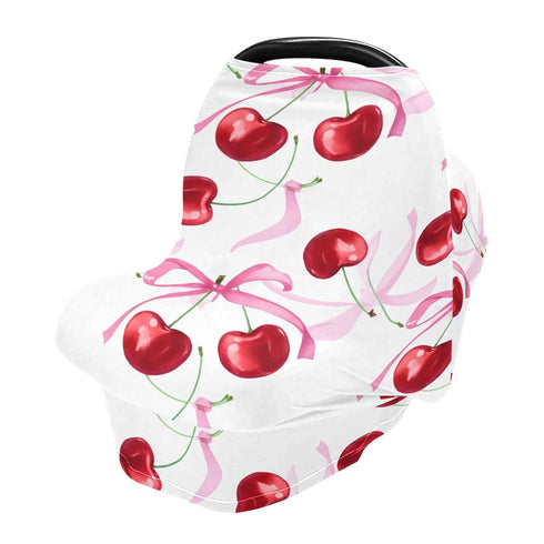 Burbuja Car Seat Cover for Baby, Cherries with Bow Car Seat Canopy Nursing Cover for Breastfeeding, Multi-use