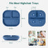 BABELIO Powerful Suction Plates for Baby and Toddler, 3 Pack, 100% Food Grade Silicone Divided Plates, BPA Free