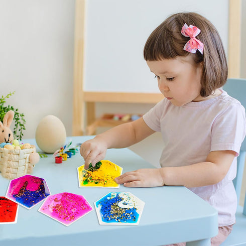 (6 Pack) Onyoloy Sensory Soft Gel Liquid Toys - Hexagon Sensory Motion Fidget for Autism Kids, Stress Relief & Focus