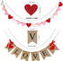 Valentines Decor, Be Mine Hanging Banner with 28 Pcs Felt Heart Garland, Burlap Decorations for Valentine's Day