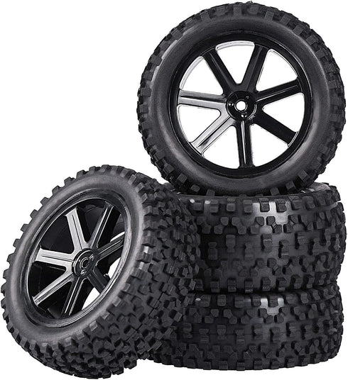 12mm Hex 2.2'' Pre-Glued RC Buggy Wheels and Tires, Out Dia. 3.5'' for 1/10 1/12 1/14 1/16 Off-Road RC Buggy Truck